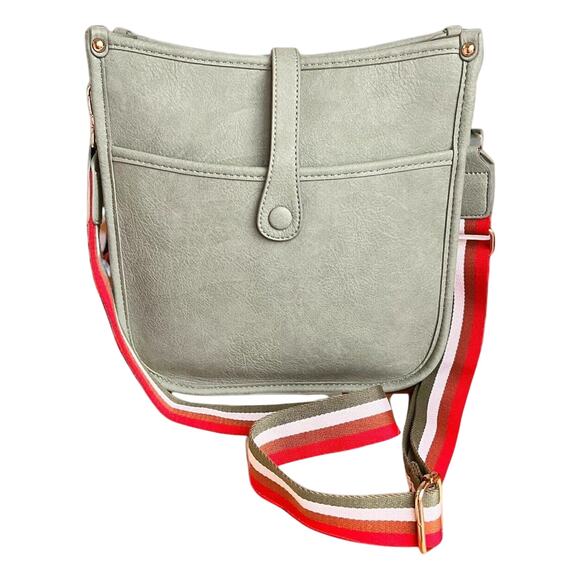 New Sage Green Crossbody Bags Trendy Purse Designer Bucket 2 Straps Natural NICE - Picture 1 of 16